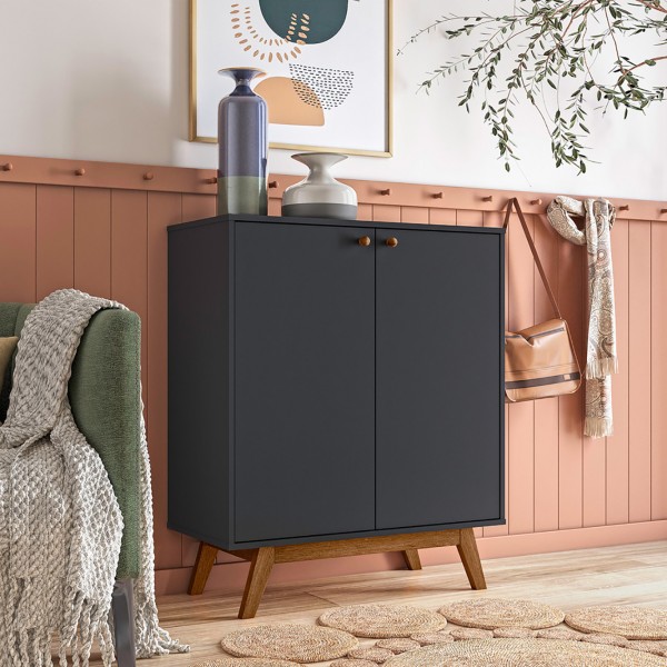 Sapateira Retrô Versalhes 50 2 Portas 10 Prateleiras Preto - Olivar Móveis