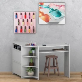 Mesa Manicure L Duas Portas Branco - Olivar Móveis