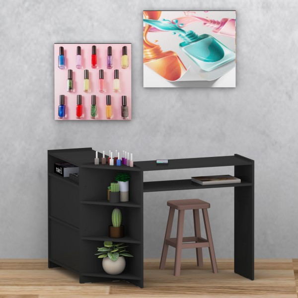 Mesa Manicure L Duas Portas Preto - Olivar Móveis