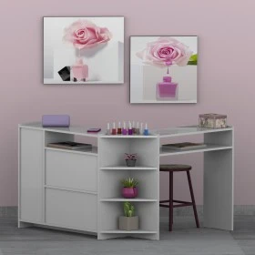Mesa Manicure L 2 Portas e Gaveteiro Branco - Olivar Móveis