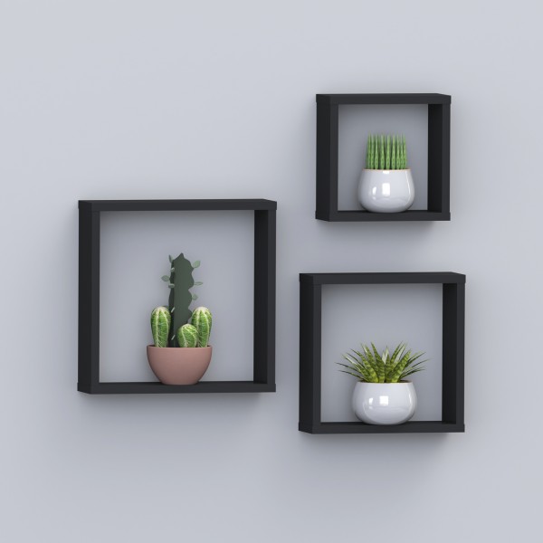 Conjunto Nichos Decorativo  Preto - Olivar Móveis