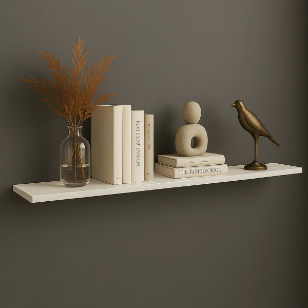 Prateleira Suspensa Uno Line P/Decoração de Ambientes Sala de Estar Quarto Cozinha 160cm Branco - Olivar Móveis