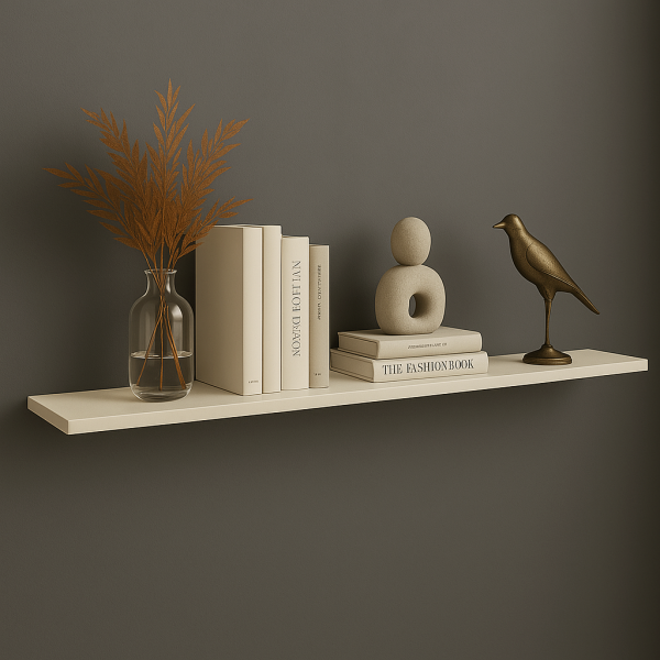 Prateleira Suspensa Uno Line P/Decoração de Ambientes Sala de Estar Quarto Cozinha 160cm Off White - Olivar Móveis