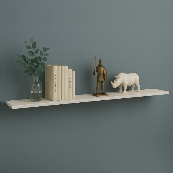 Prateleira Suspensa Uno Line P/Decoração de Ambientes Sala de Estar Quarto Cozinha 180cm Branco - Olivar Móveis