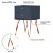 Mesa de Cabeceira Retro Metal Bled 2 Gavetas Azul Navy - Olivar Móveis