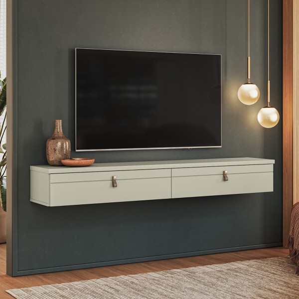 Rack Suspenso Line P/ Tvs Até 55 Polegadas 160cm 2 Portas Off White Bege - Olivar Móveis