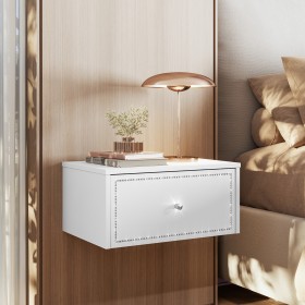 Mesa de Cabeceira Penteadeira Suspensa Strass com Divisórias 50cm Branco Ac - Olivar Móveis