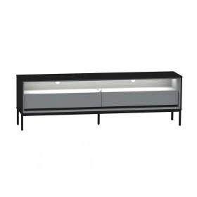 Rack Industrial Fusion para TV Até 65 Polegadas 2 Gavetas 180cm com Iluminação em Led Preto/Off White - Olivar Móveis