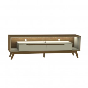 Rack com Led P/ TV 65 Polegadas 175cm Duo Pés Madeira Cedro/Off White – Olivar Móveis