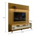 Rack Duo Pés Madeira e Painel Ripado com Led London 177cm TV 70 Polegadas Cedro/Off White – Olivar Móveis