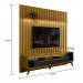 Rack Duo Pés Madeira e Painel Ripado com Led London 177cm TV 70 Polegadas Cedro/Preto - Olivar Móveis
