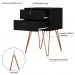 Mesa de Cabeceira Retro Metal Bled 2 Gavetas Preto - Olivar Móveis