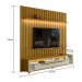 Painel Ripado com Led London 177cm e Rack Loop com Rodízios TV 70 Polegadas Cedro/Off White – Olivar Móveis