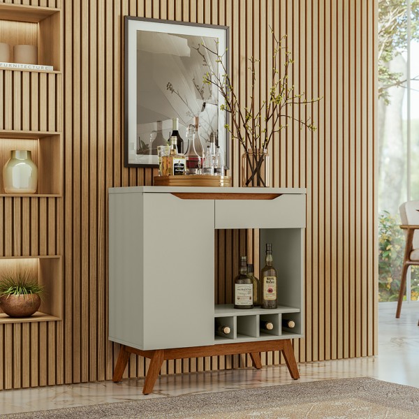 Aparador Retro Adega Toquio 1 Porta 1 Gaveta Off White - Olivar Móveis