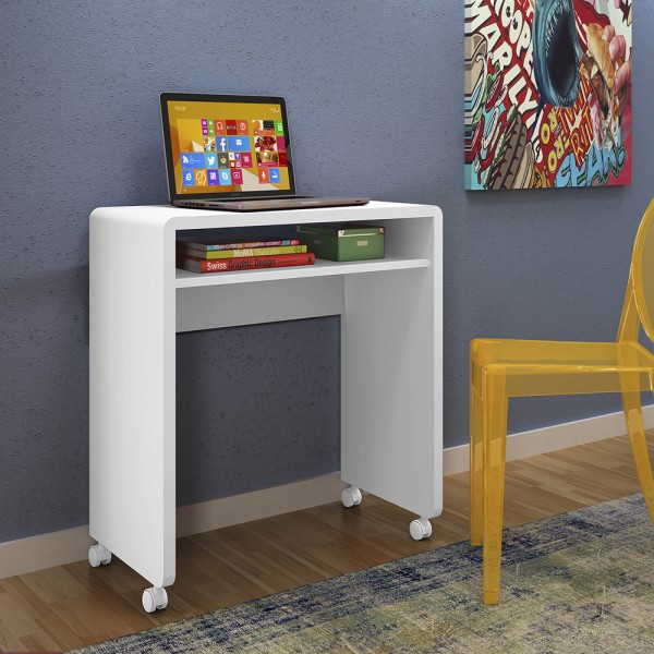 Escrivaninha Smile 1 Prateleira Branco - Olivar Móveis