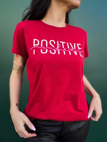Camiseta Feminina de Algodão Estampada Positive