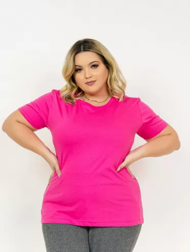 Camiseta Plus Size Feminina Algodão Lisa Luci