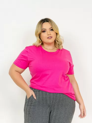 Camiseta Plus Size Feminina Algodão Lisa Luci