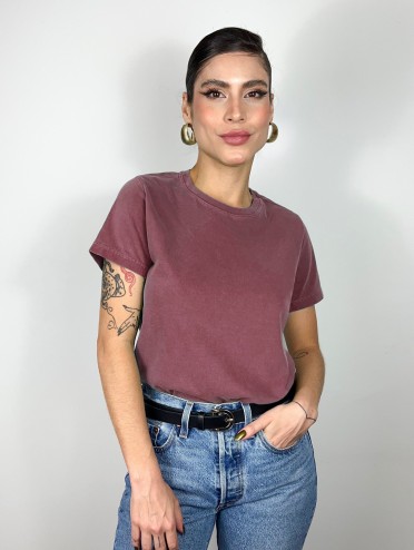 Camiseta Feminina 100% Algodão Estonada Manu Marsala