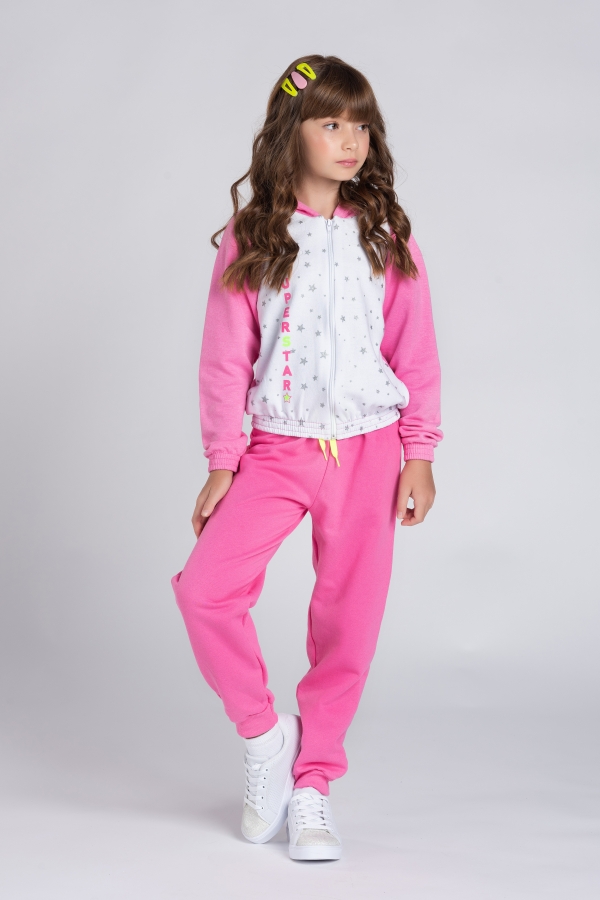 Conjunto Feminino Infantil Super Estrela Rosa