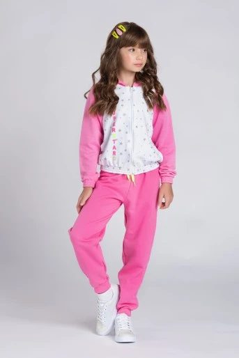 Conjunto Feminino Infantil Super Estrela Rosa