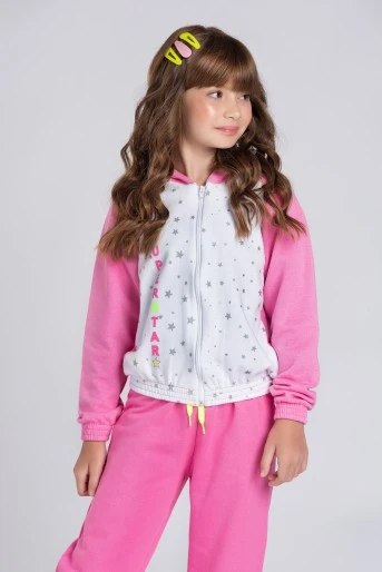 Conjunto Feminino Infantil Super Estrela Rosa