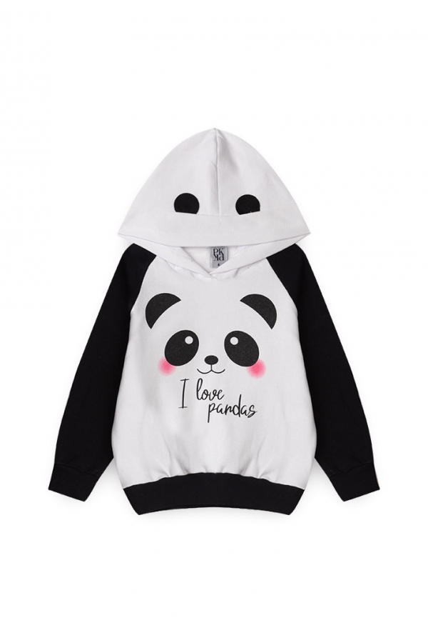 Conjunto Feminino Infantil I Love Pandas Branco