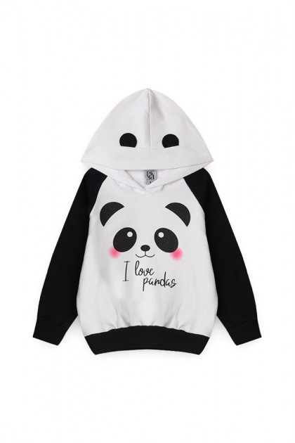 Conjunto Feminino Infantil I Love Pandas Branco