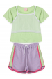 Conjunto Feminino Infantil Canelado Telinha Verde