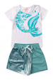 Conjunto Feminino Infantil Cauda de Sereia Branco