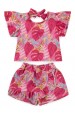 Conjunto Feminino Infantil Girafas Rosa