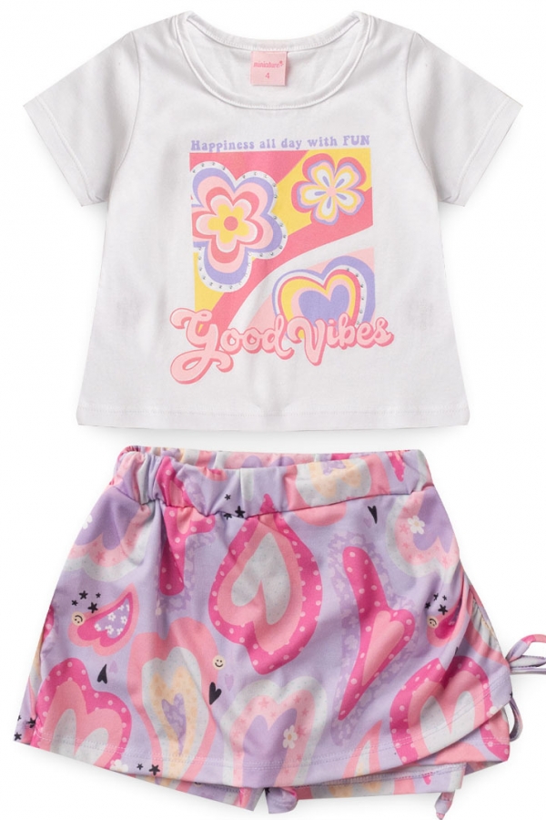 Conjunto Infantil Feminino Goods Vibes Strass Branco