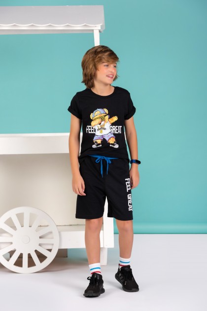 Conjunto Masculino Infantil Feel Great Preto