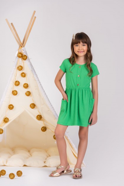 Vestido Infantil Feminino Bolso Clássico