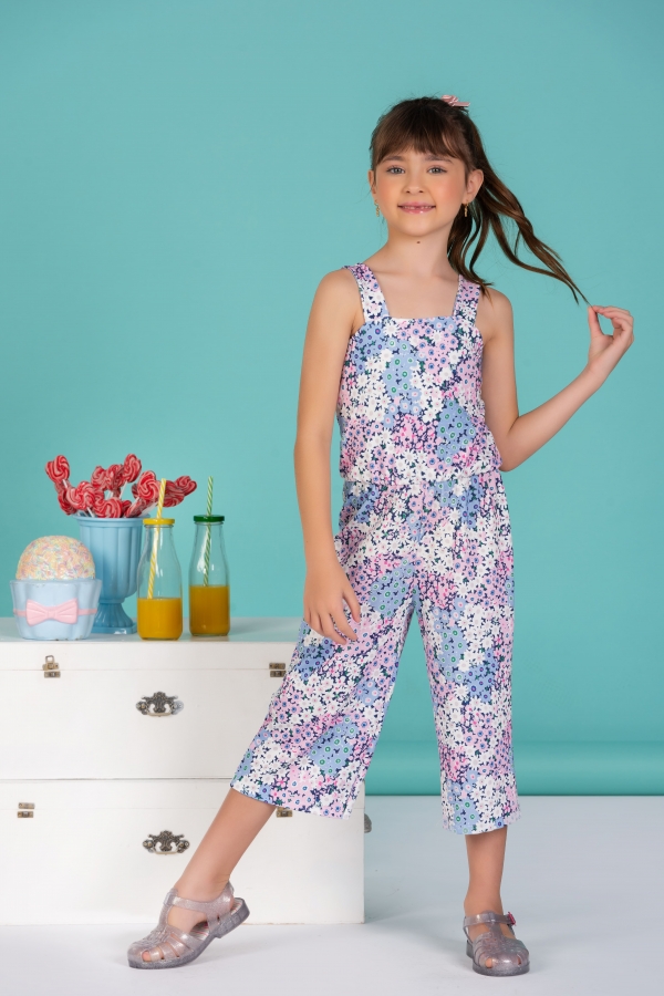 Macacão Infantil Feminino Floral