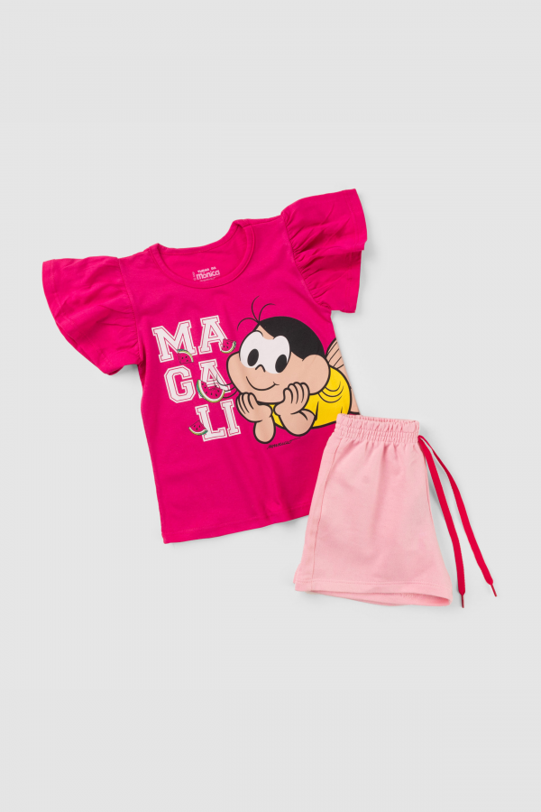 Conjunto Feminino Infantil Magali Humm Amo Melancia- Turma da Mônica