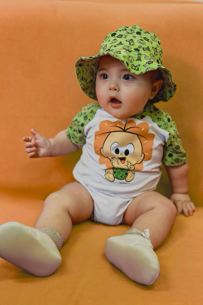 Body Masculino Infantil Chapéu Cebolinha Branco