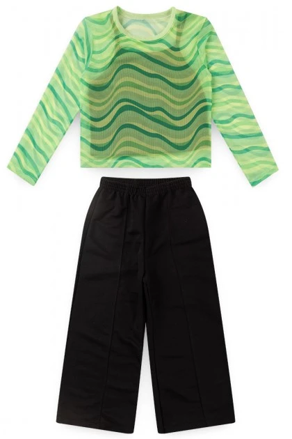 Conjunto Feminino Infantil Telinha Ondas