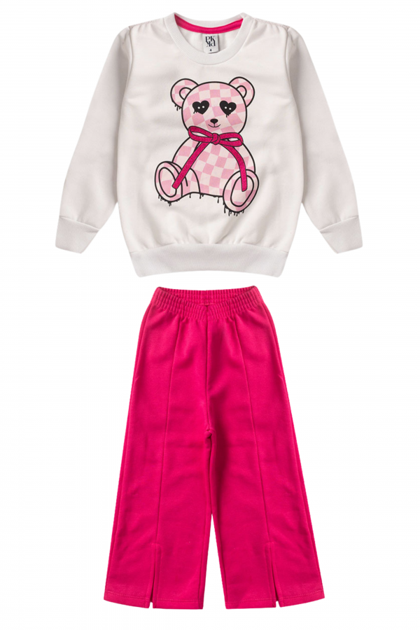 Conjunto Infantil Feminino Ursinho Aquecido
