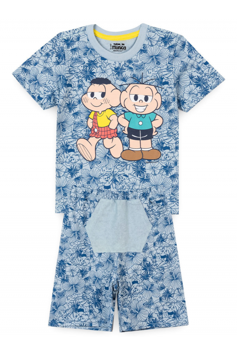 Conjunto Masculino Infantil Cebolinha e Cascão Amigos - Turma da Mônica