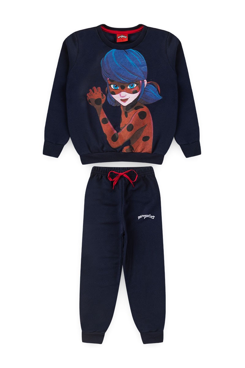 Conjunto Feminino Infantil Action - Ladybug Azul Marinho