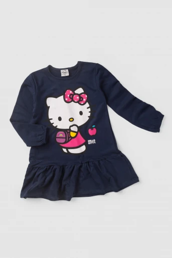 Vestido Feminino Infantil Indo para A Escola - Hello Kitty