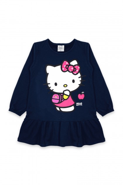 Vestido Feminino Infantil Indo para A Escola - Hello Kitty