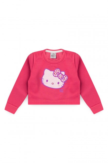 Conjunto Feminino Infantil Pink Cropped - Hello Kitty