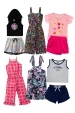 Kit Sortido 12 Peças de Roupas Infantis Feminino Verão - 6 Camisetas + 6 Bermudas