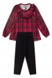 Conjunto Feminino Infantil Babado Xadrez