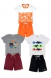 Kit Sortido 6 Peças de Roupas Infantil Menino Verão - 3 Camisetas + 3 Bermudas