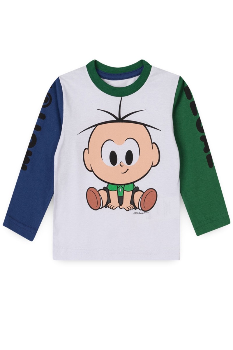 Blusa Masculina Infantil Cebolinha Baby Branco