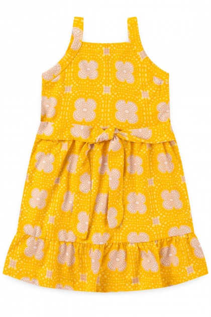 Vestido Infantil Feminino Flor Amarelado