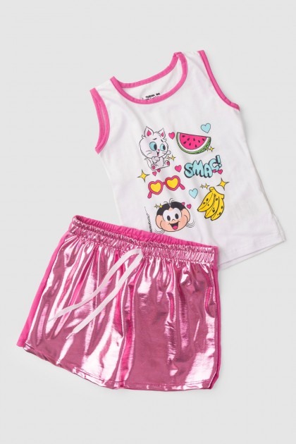 Conjunto Feminino Infantil Mingau e Magali - Turma da Mônica